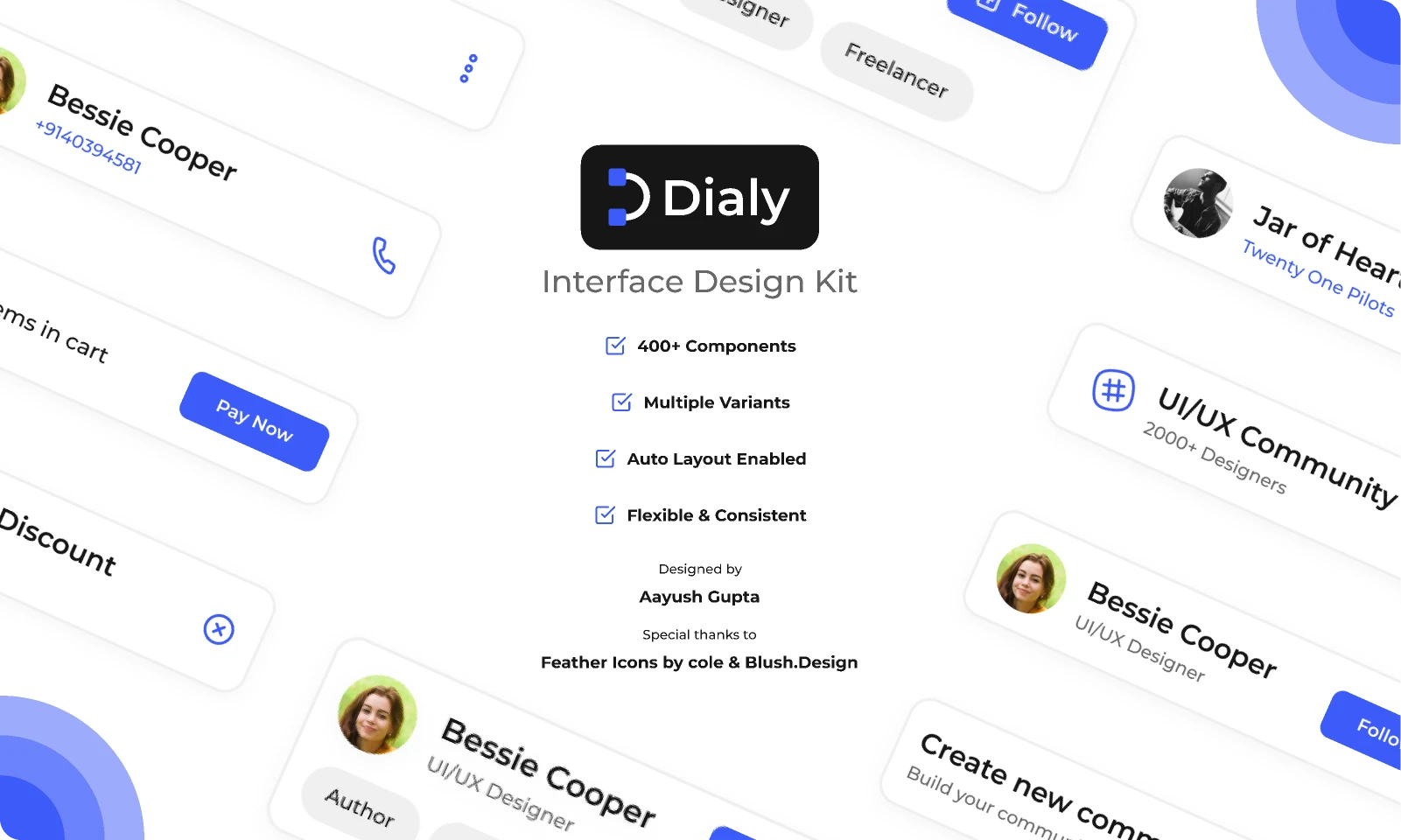 Dialy UI Kit | Free Mobile and Web Interface Design Kit for Figma and Adobe XD