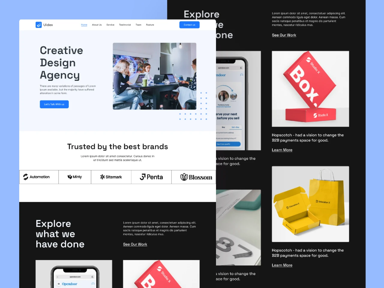 Digital Agency landing page for Figma and Adobe XD