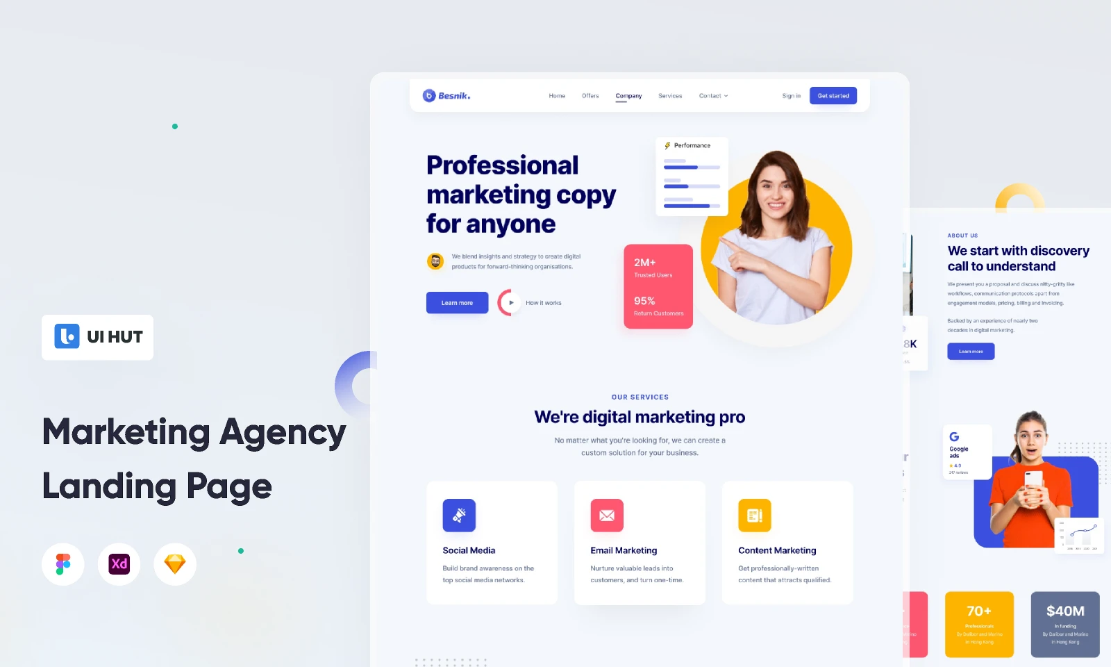 Digital Marketing agency Landing Page for Figma and Adobe XD