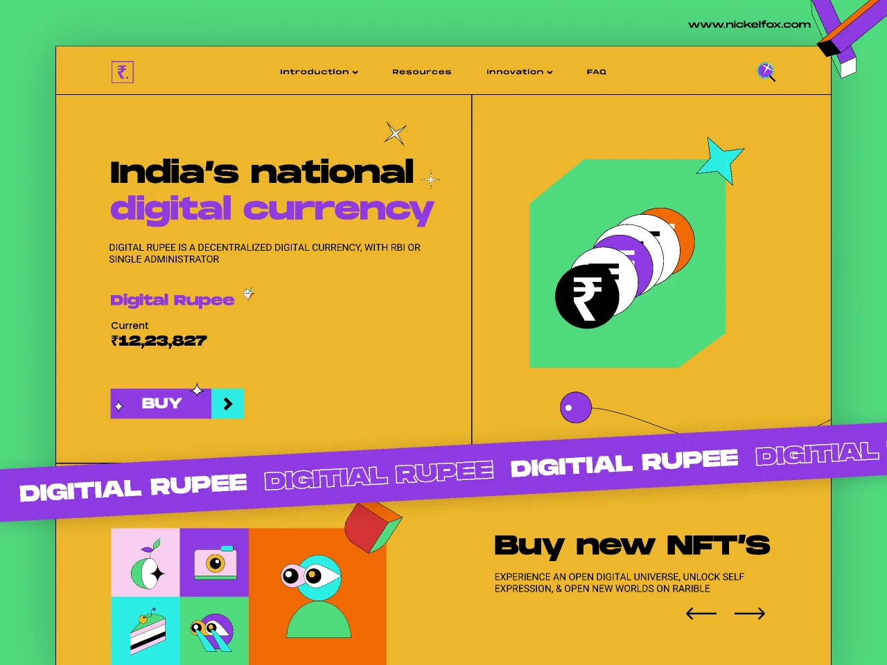 Digital Rupee Landing Page Concept for Figma and Adobe XD