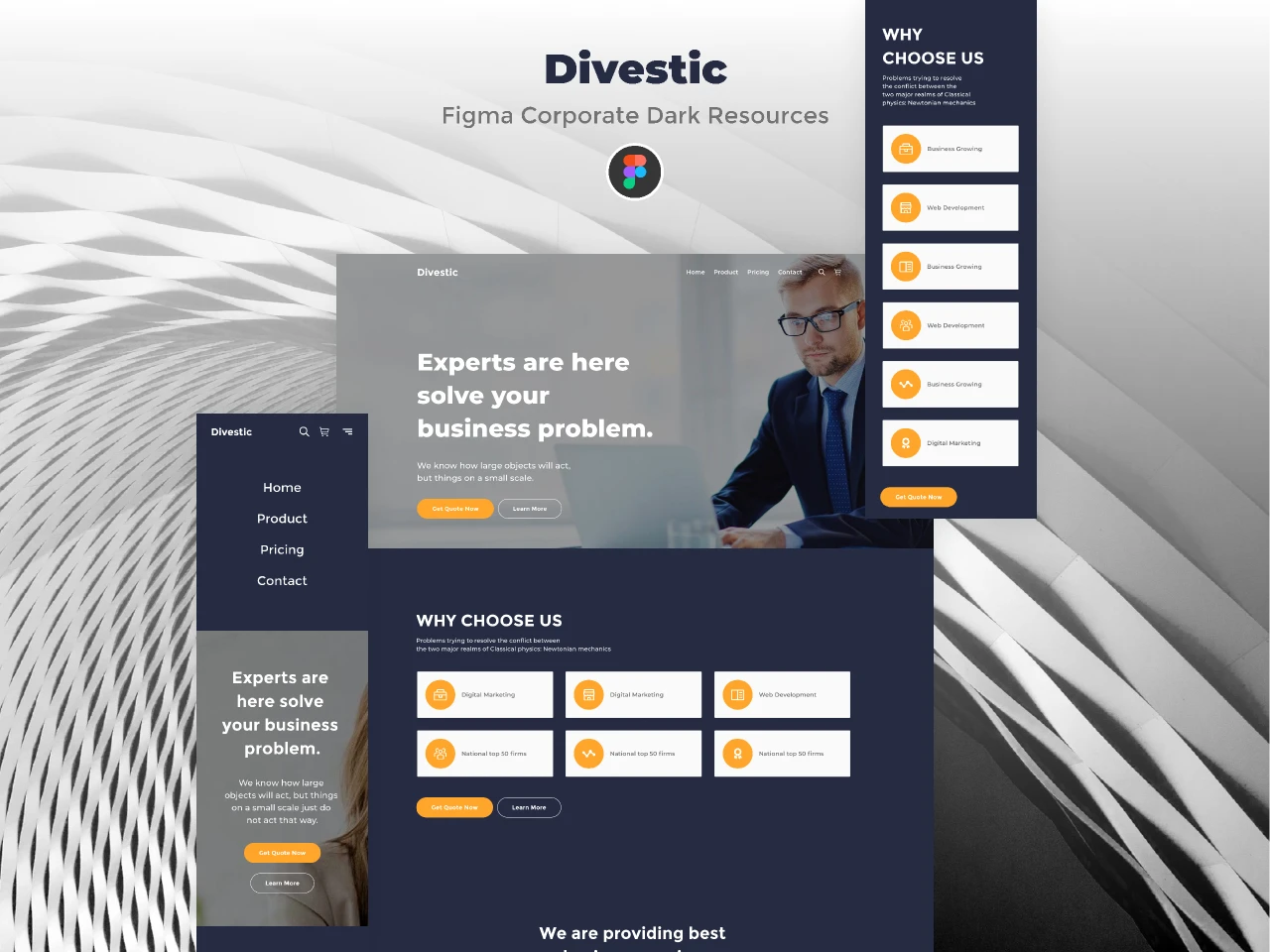 Divestic - Figma Corporate Dark Resources for Figma and Adobe XD