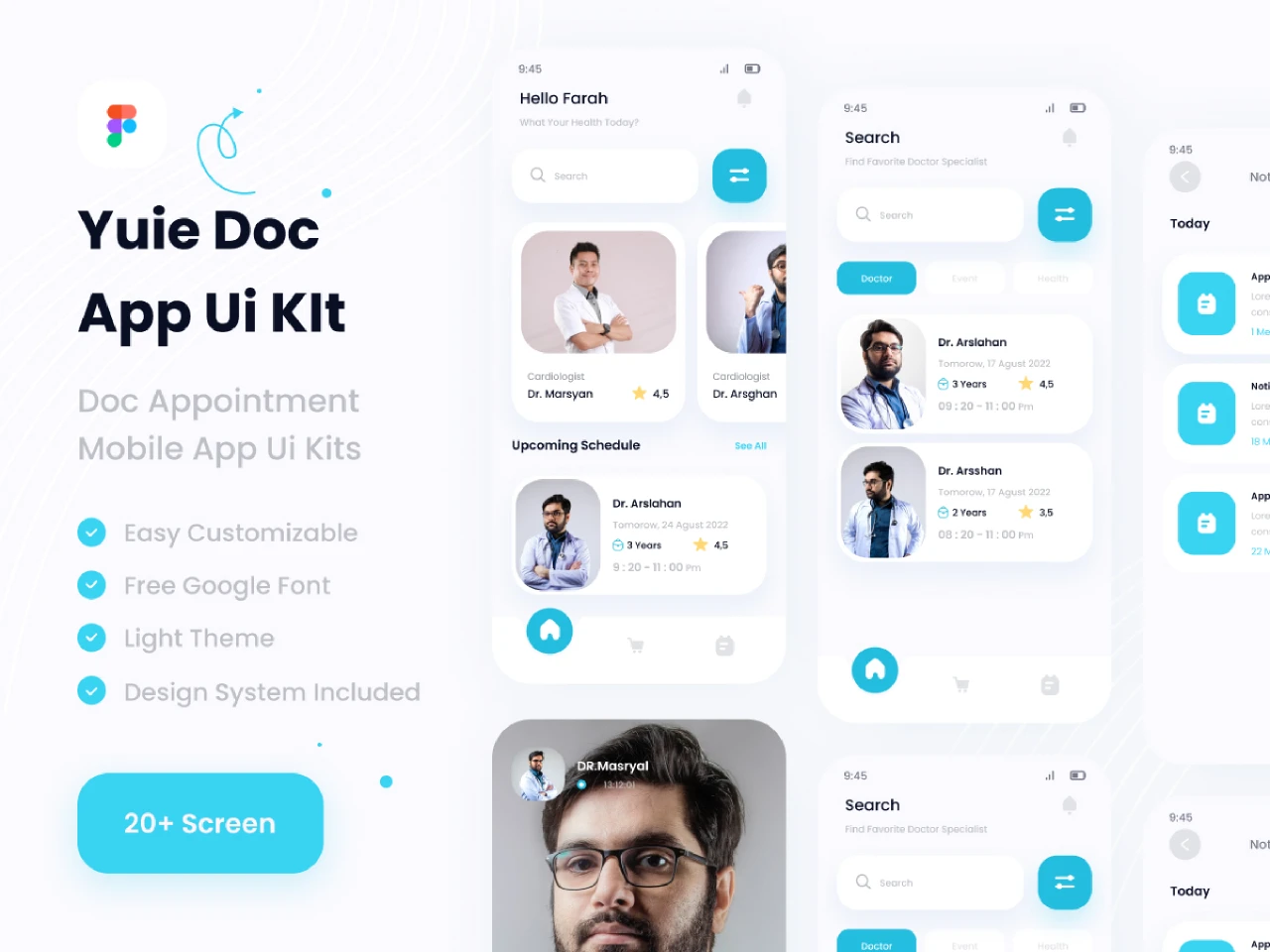 doctor appointment mobile app ui kits template premium for Figma and Adobe XD