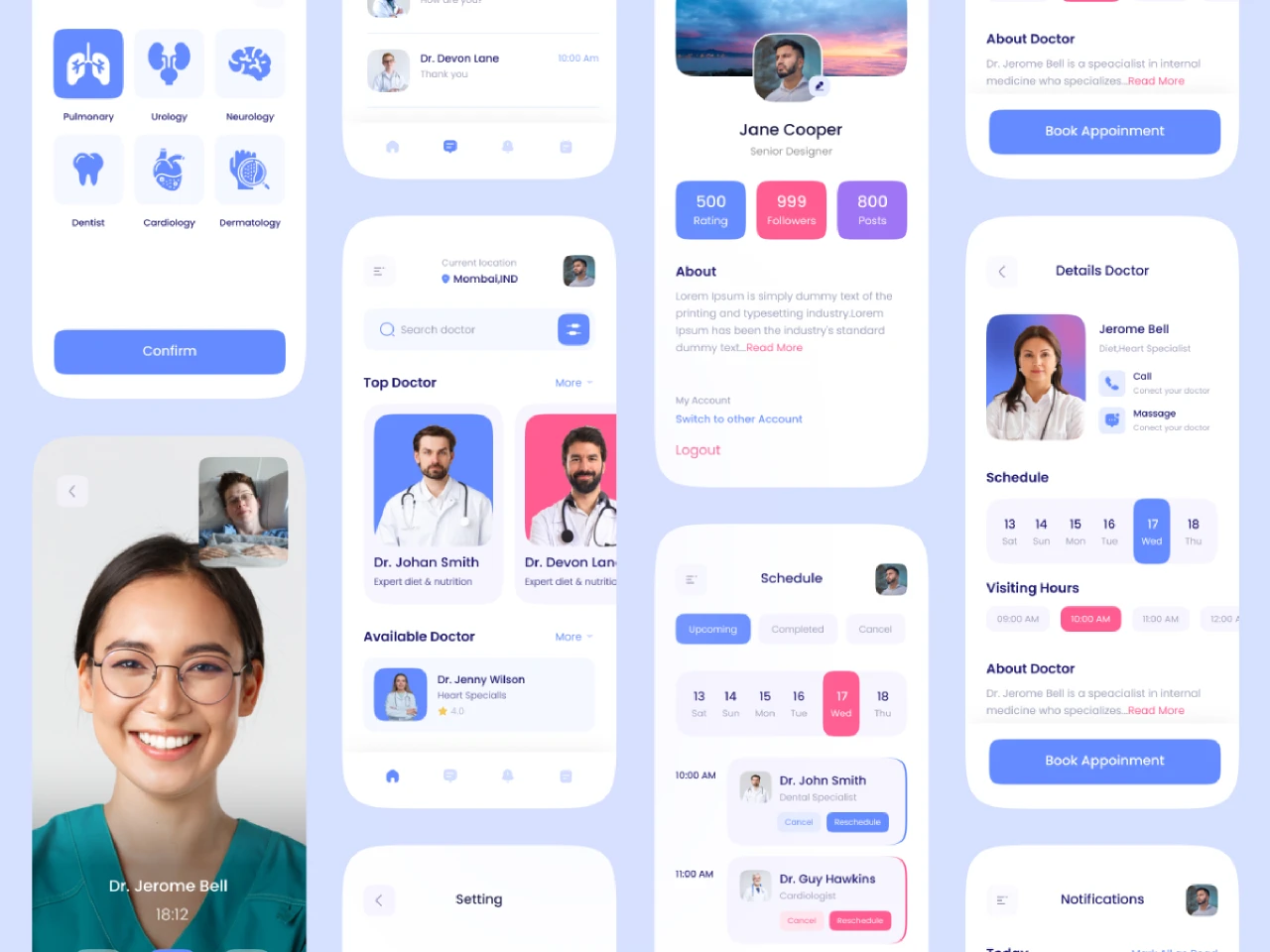 Doctor Consultant Mobile App - iOS UI Kit for Figma and Adobe XD