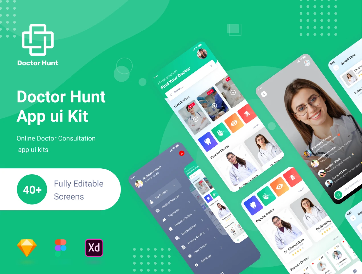 Doctor Mobile App for Figma and Adobe XD