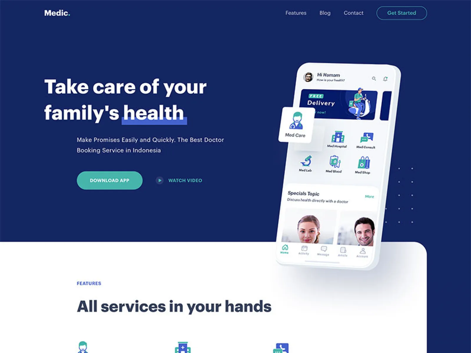 Doctor Service Web Theme  - Free Figma Template