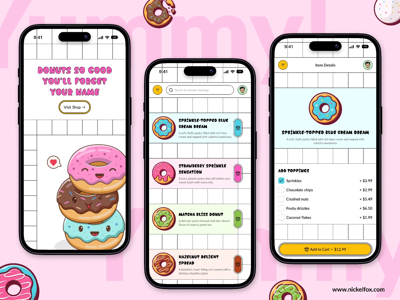 Donut Mobile Food iOS App for Figma and Adobe XD