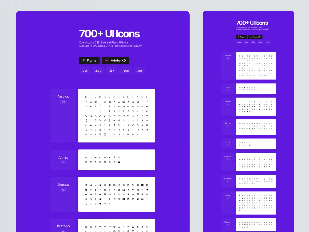 700+ UI Icons for Figma and Adobe XD  - Free Figma Template