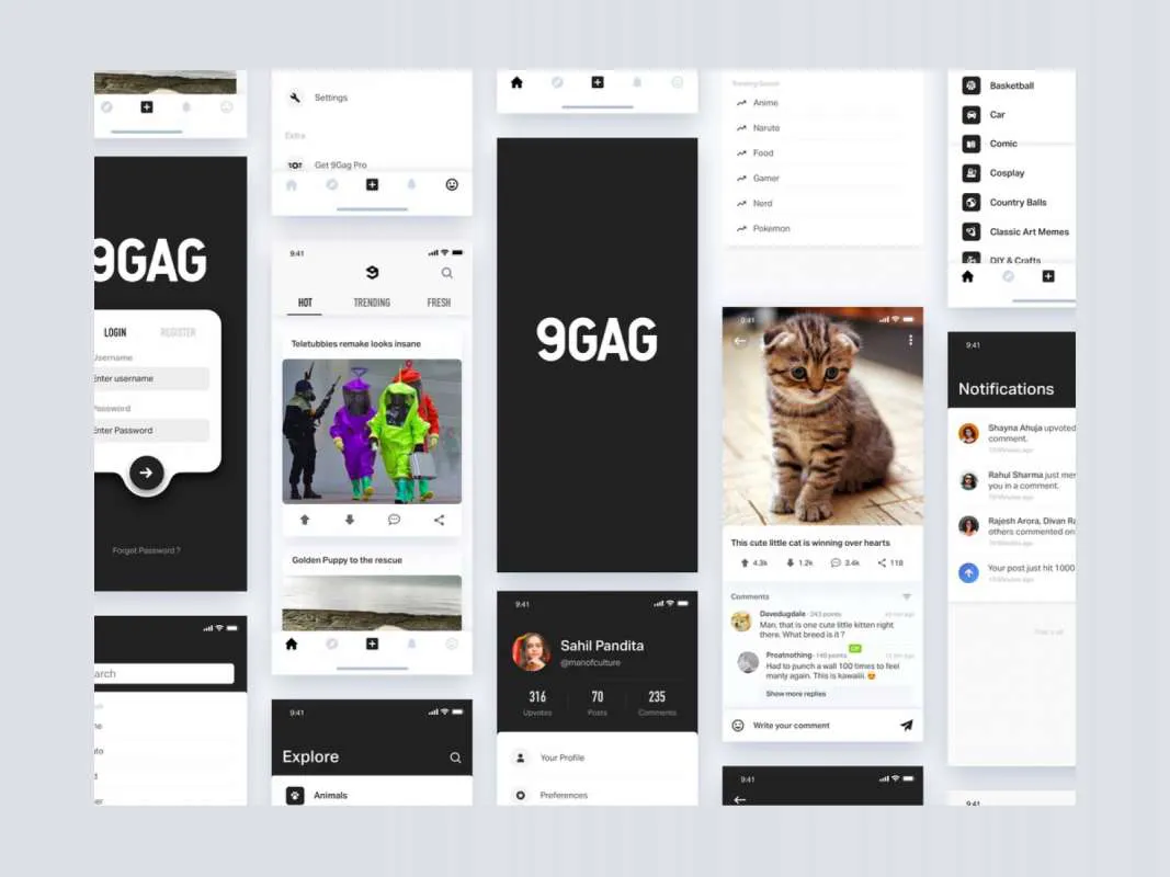 9GAG Redesign UI Kit  - Free Figma Template