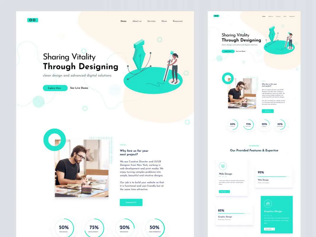 Agency Landing Page for Adobe XD  - Free Figma Template