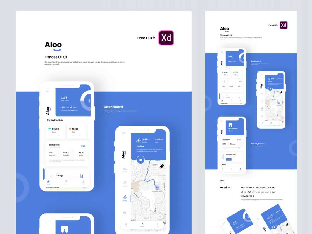 Aloo - Fitness UI Kit for Adobe XD  - Free Figma Template