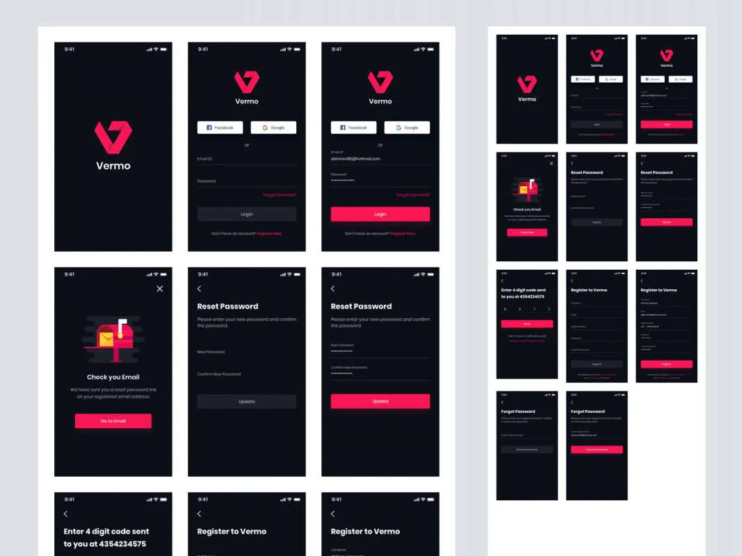 App Login Screens UI Kit  - Free Figma Template