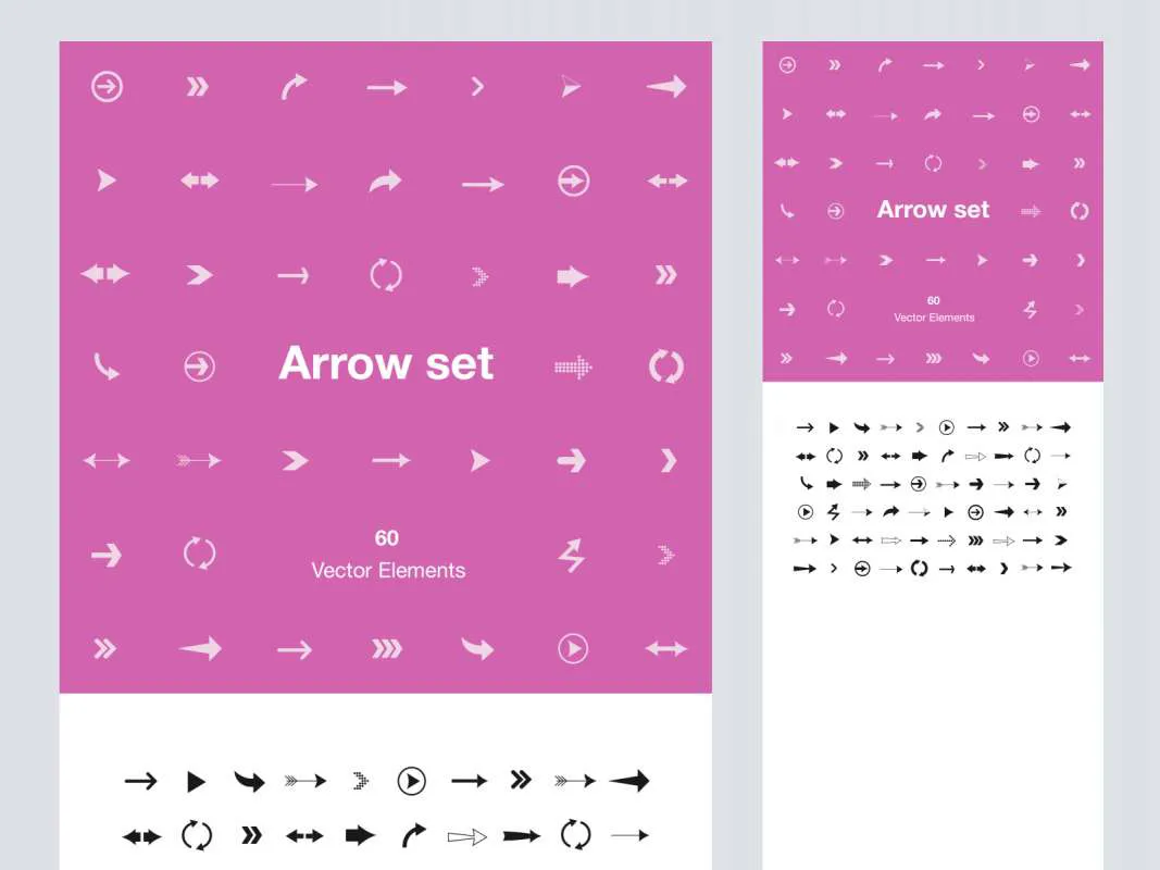 Arrow Set - 60 Vector Elements  - Free Figma Template
