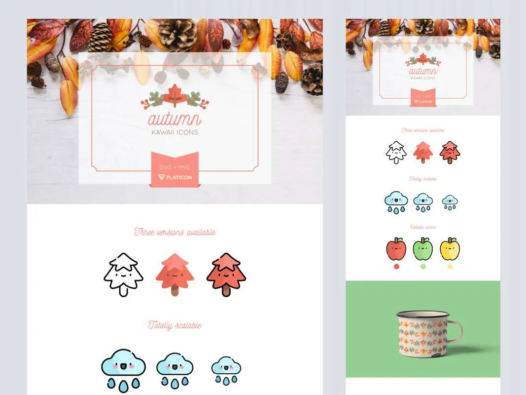 Autumn Kawaii Icon Set  - Free Figma Template