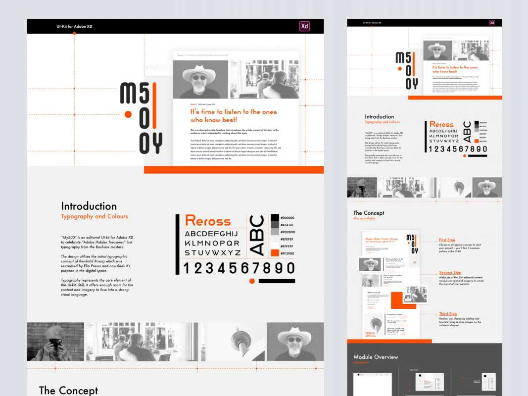 Bauhaus UI Kit for Adobe XD  - Free Figma Template