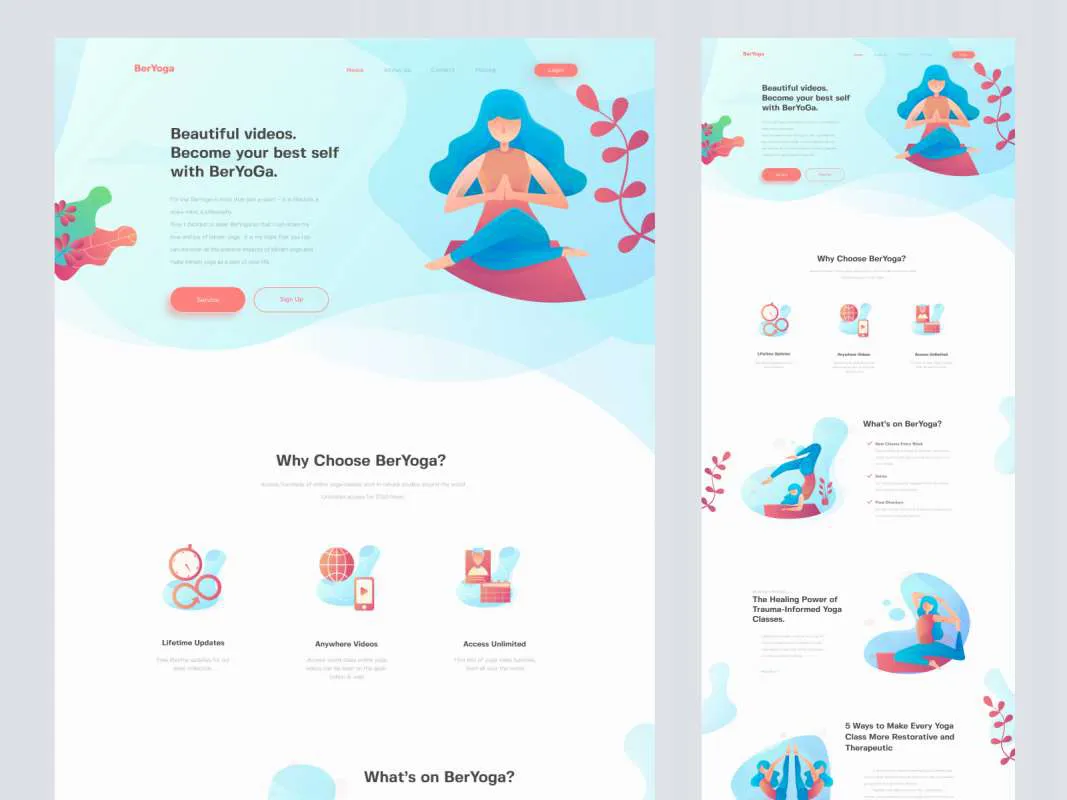 BerYoga - Yoga Landing Page  - Free Figma Template