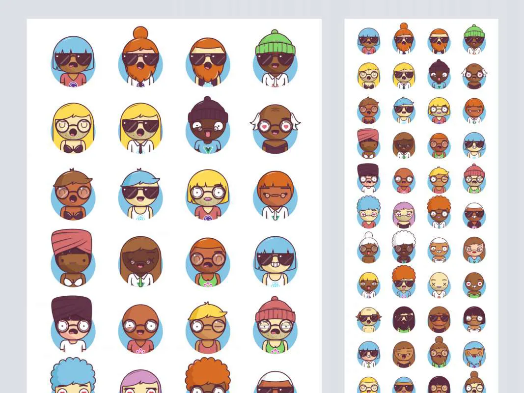 Big Heads Characters Free Illustrations  - Free Figma Template