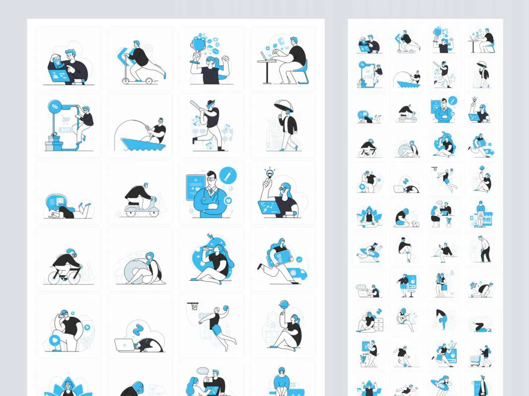 Blues Dual Tone Free Illustrations  - Free Figma Template