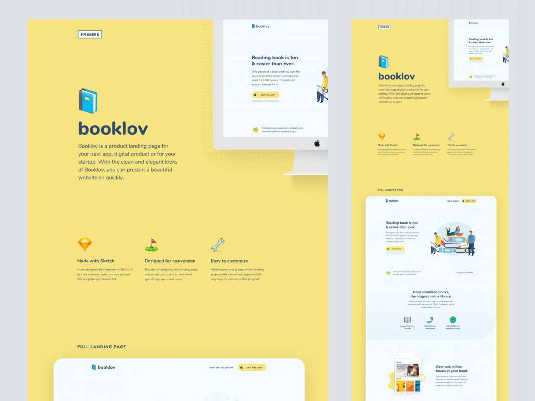Booklov - Free Landing Page  - Free Figma Template