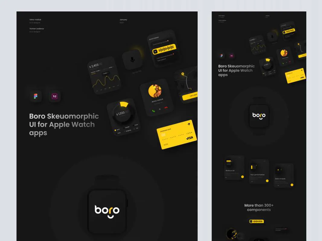 Boro Free UI Kit for Apple Watch Apps  - Free Figma Template