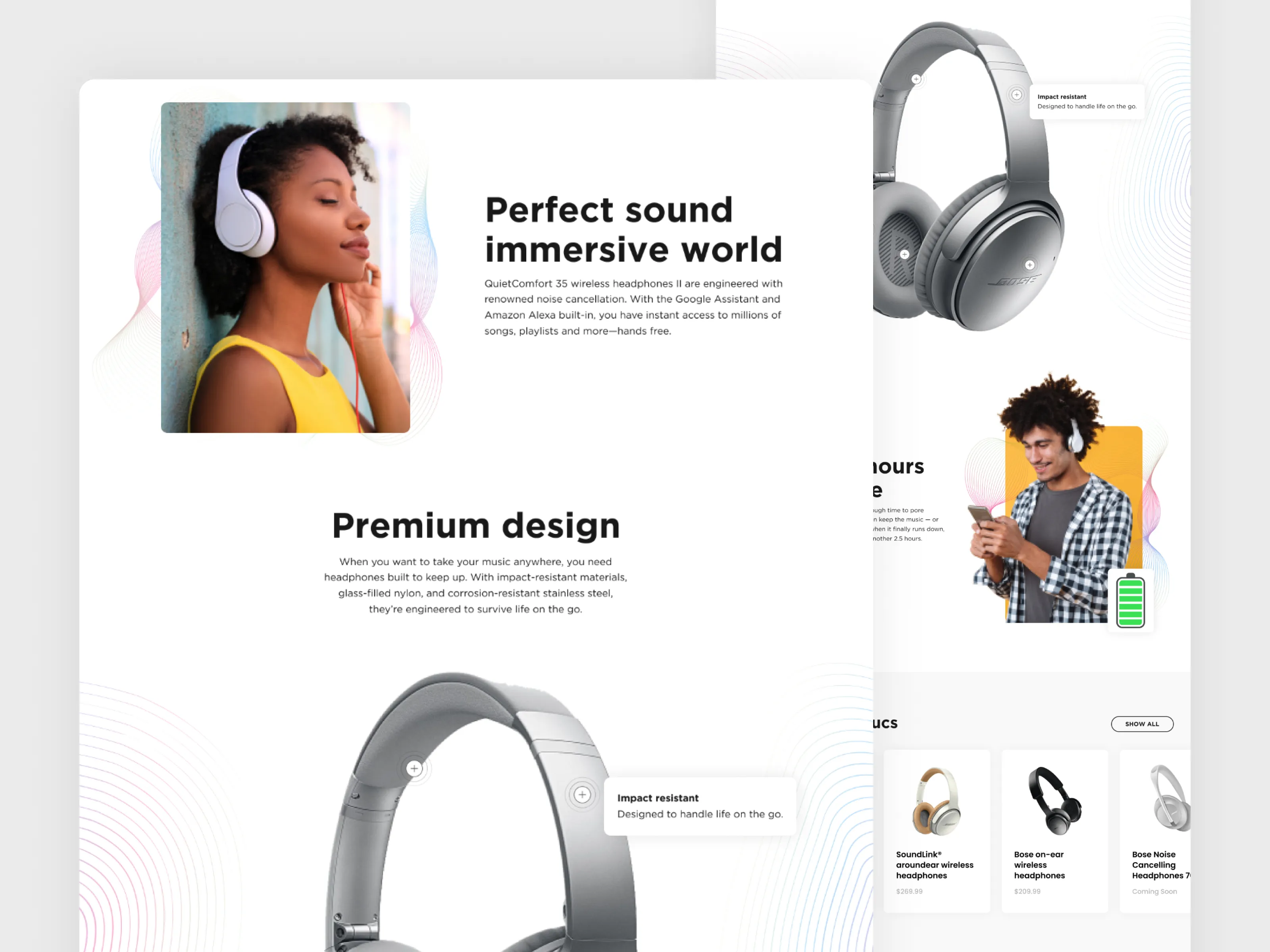 BOSE QuietComfort Web & Mobile  - Free Figma Template