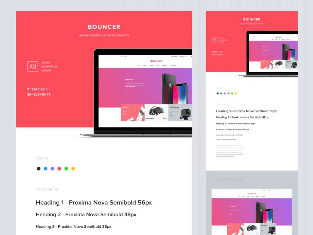 Bouncer - Ecommerce UI Kit for Adobe XD  - Free Figma Template