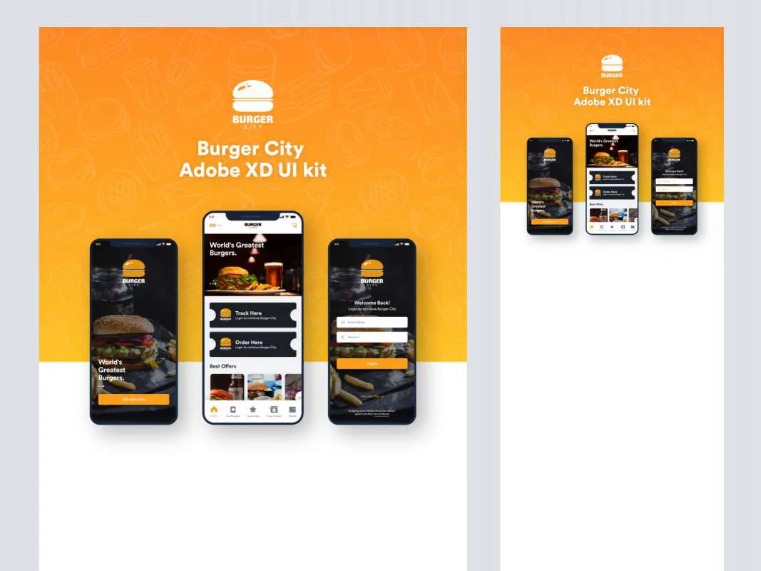 Burger City - Free Adobe XD UI Kit  - Free Figma Template
