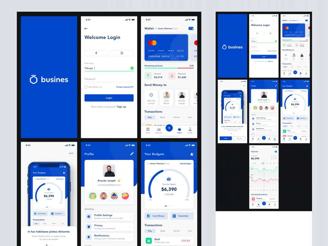 Busines - Bank App for Sketch  - Free Figma Template