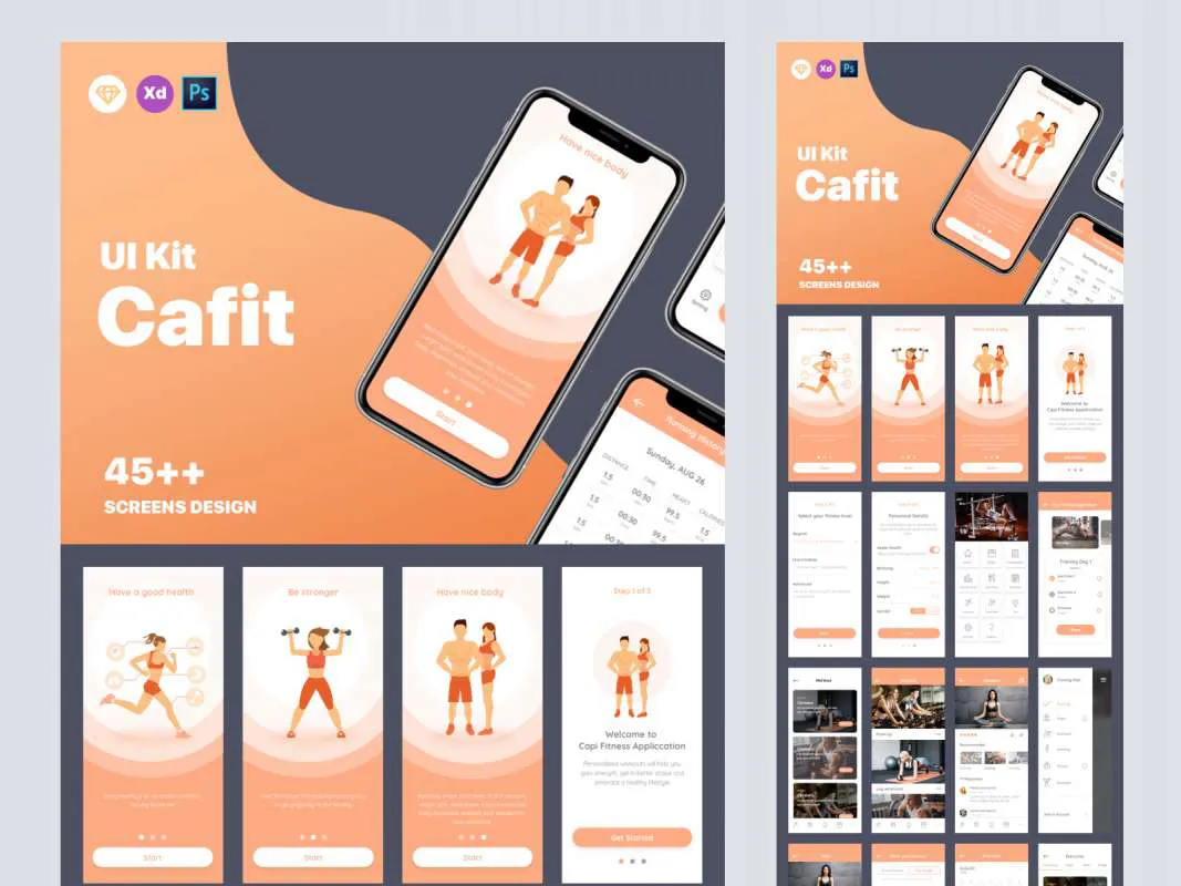 Cafit - Workout UI Kit  - Free Figma Template