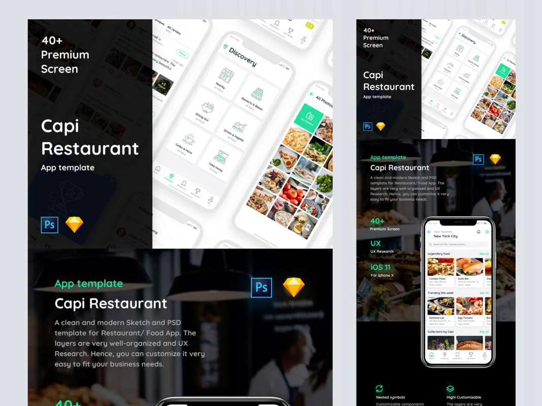 Capi Restaurant Free iOS UI Kit  - Free Figma Template