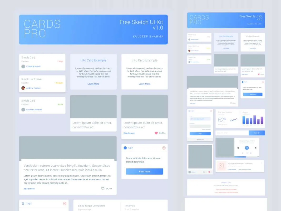 Cards Pro Free UI Kit  - Free Figma Template