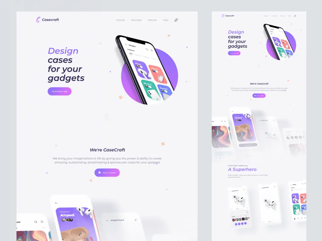 Case Craft Landing Kit for Adobe XD  - Free Figma Template