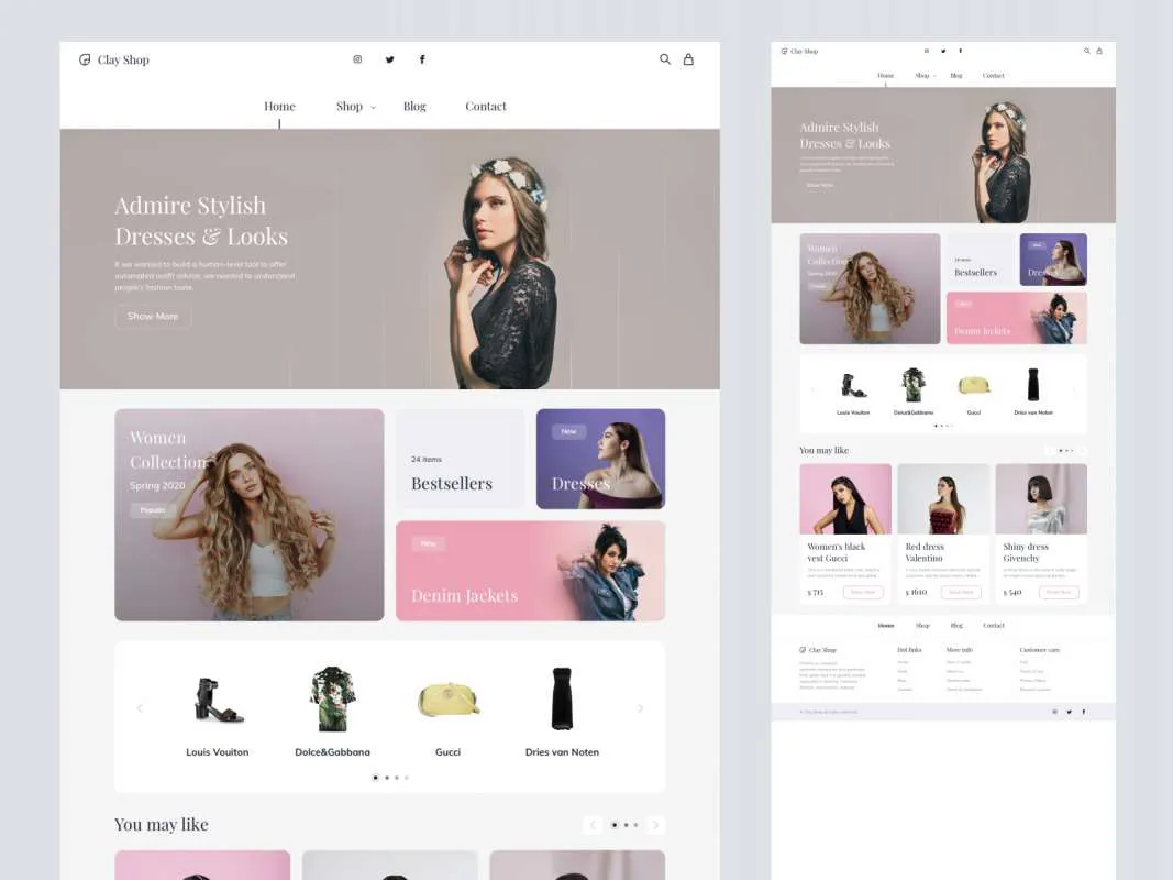Clay Shop E-commerce UI Kit For Sketch  - Free Figma Template
