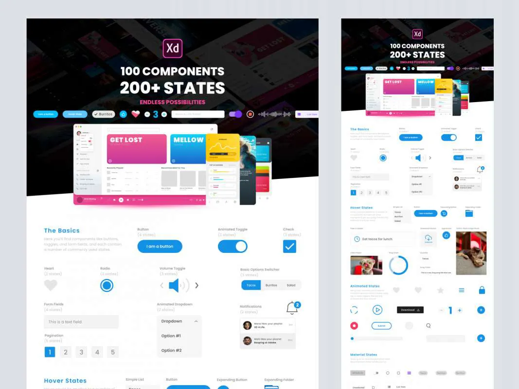 Component States UI Kit for Adobe XD  - Free Figma Template