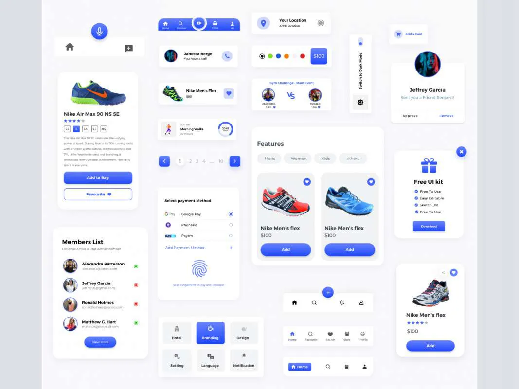 Components Free UI Kit for Adobe XD  - Free Figma Template