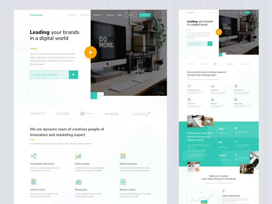Creativoe Agency Landing Page  - Free Figma Template