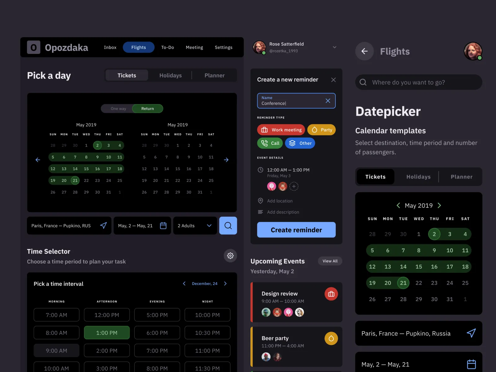 Dark Calendar Template  - Free Figma Template
