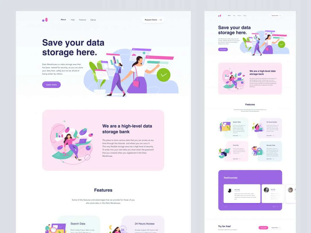 Data Warehouse Landing Page for Figma  - Free Figma Template