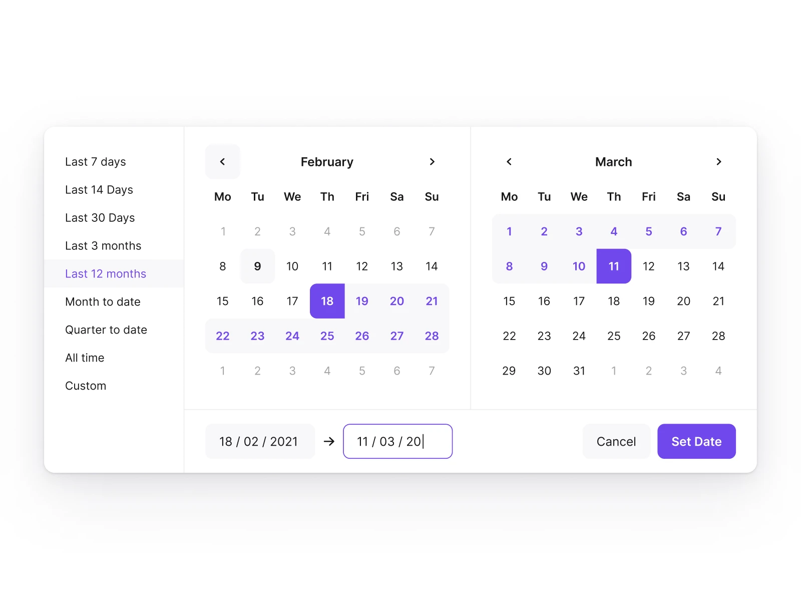 Date Picker Component for Figma and Adobe XD