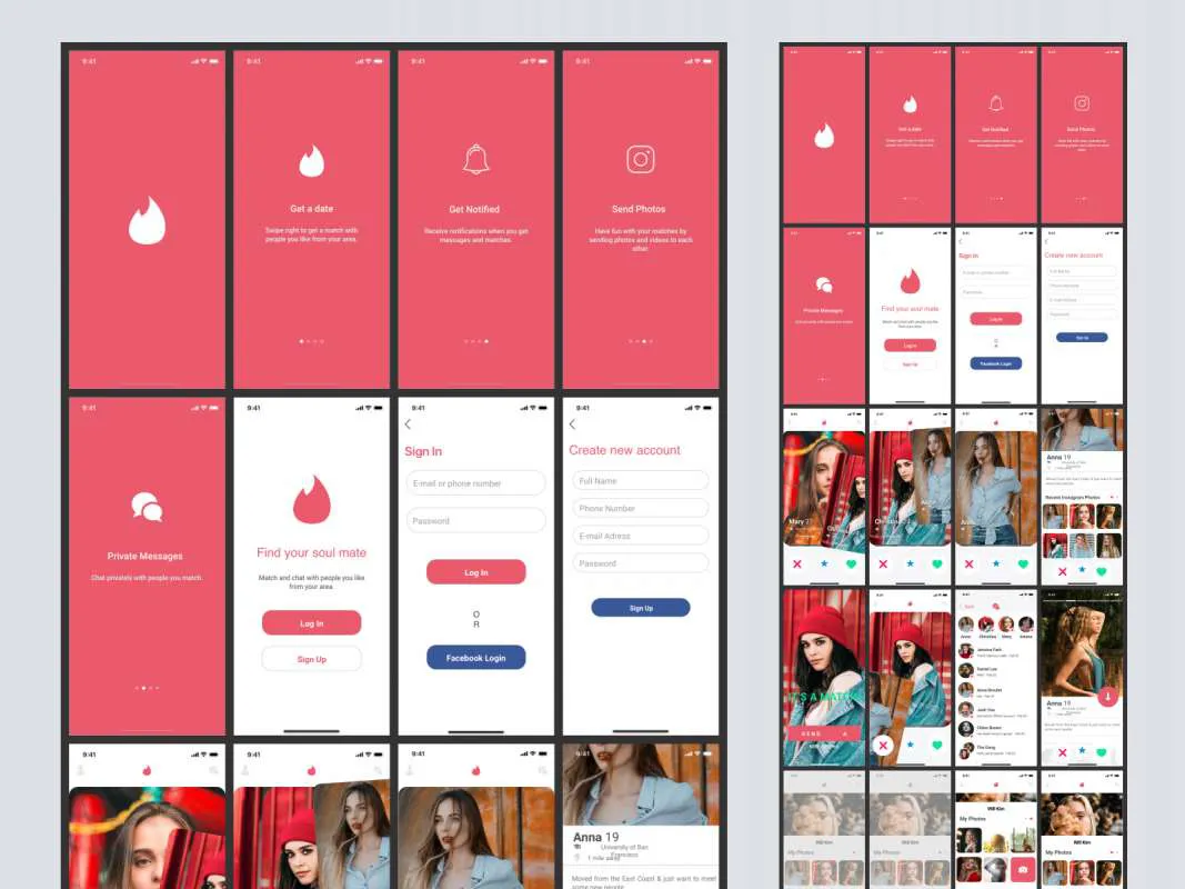 Dating App UI Kit for Sketch  - Free Figma Template