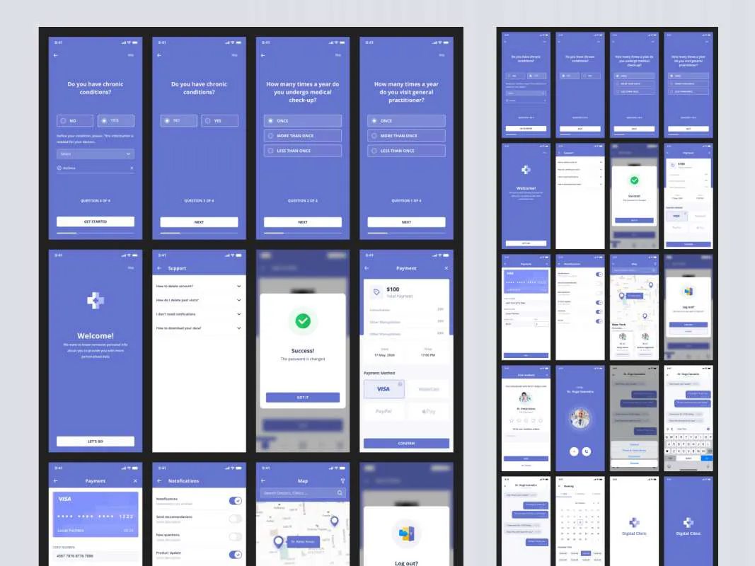 Digital Clinic Free UI Kit for Sketch  - Free Figma Template