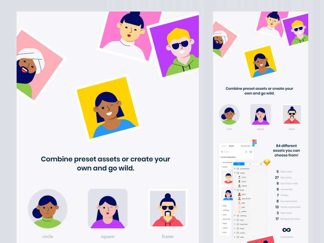 Drawer Avatar Library  - Free Figma Template