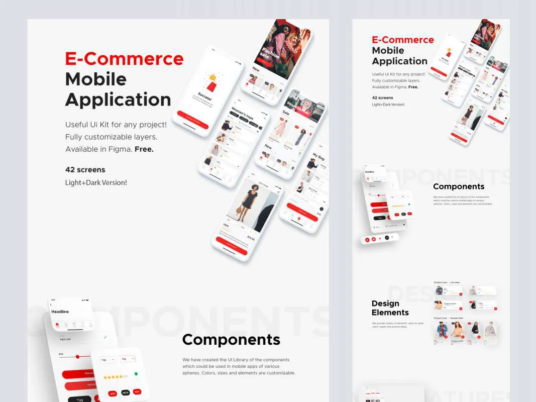 E-Commerce Mobile App for Figma  - Free Figma Template