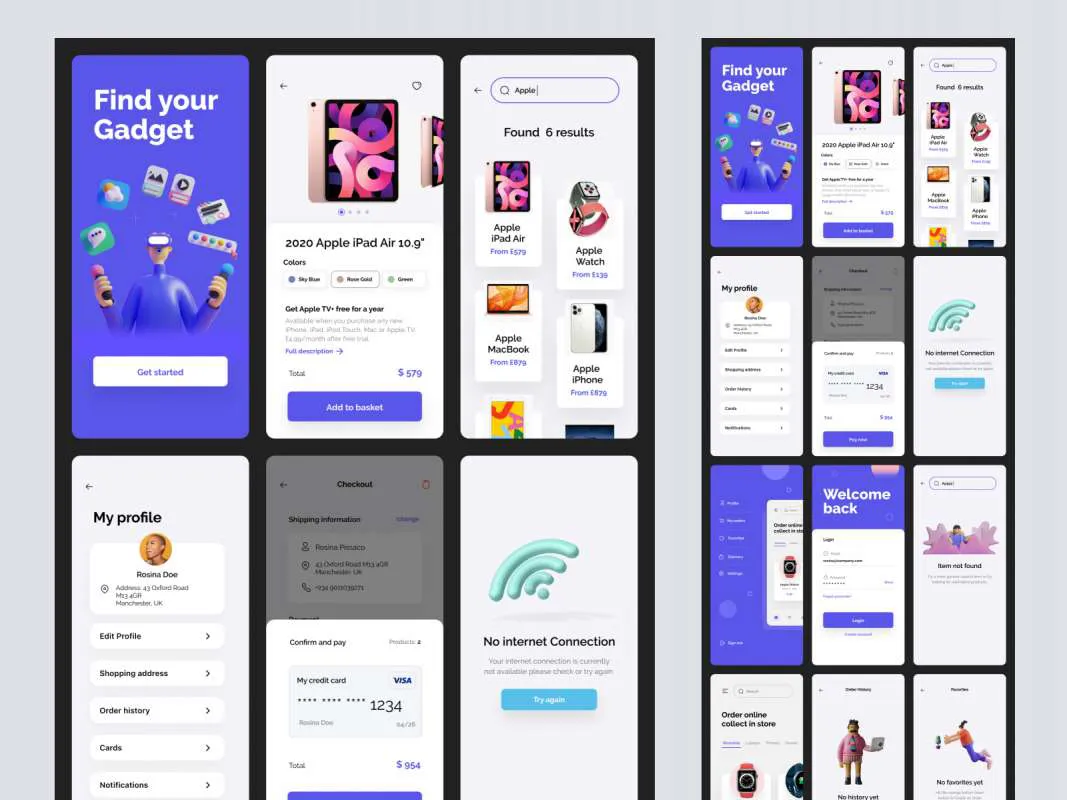 eCommerce Free App UI Kit for Figma  - Free Figma Template