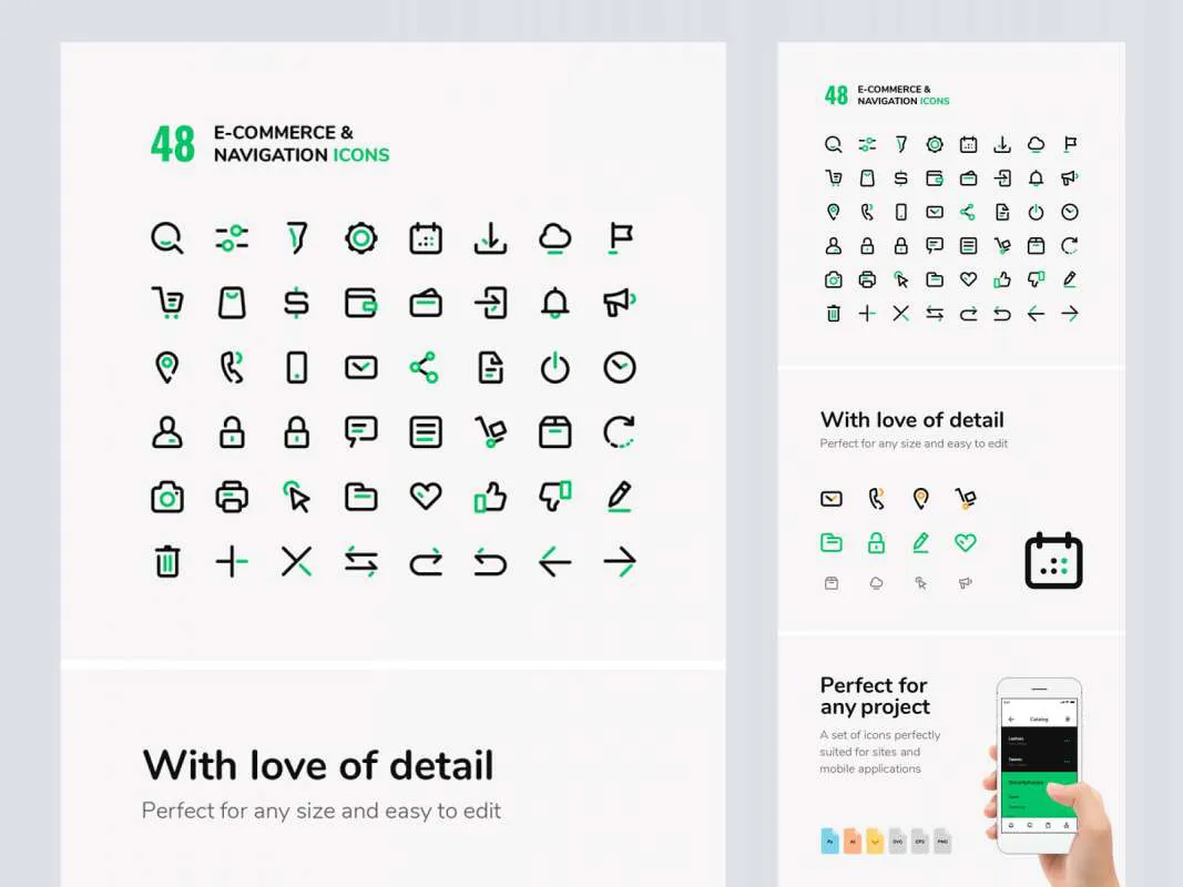 eCommerce & Navigation Icons Set  - Free Figma Template