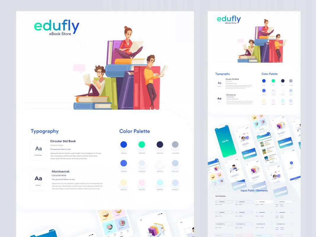 Edufly - Online eBook Store UI Kit for Adobe XD  - Free Figma Template