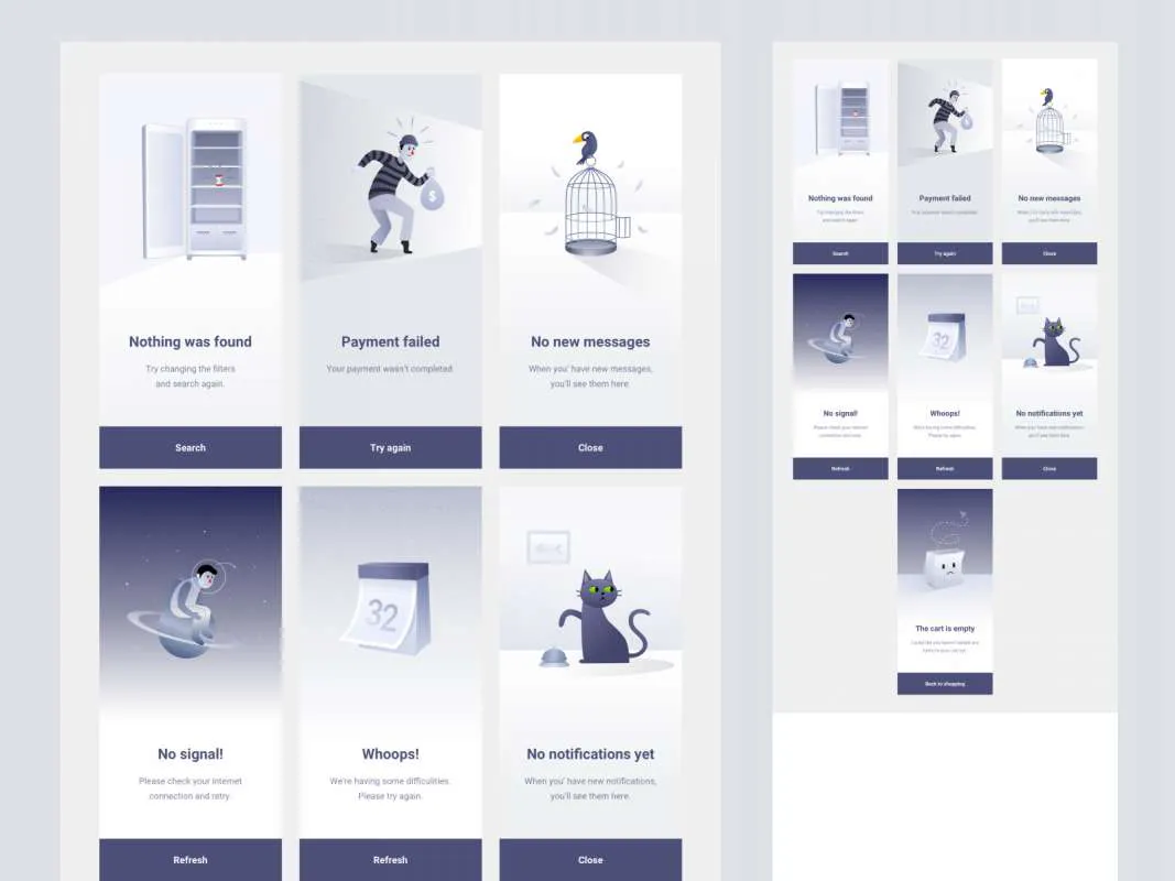 Empty States Illustrations for Sketch  - Free Figma Template