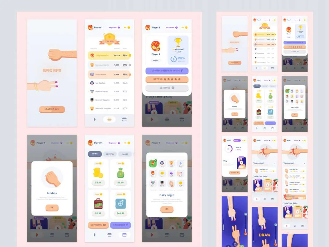 Epic Mobile Game UI Kit for Sketch  - Free Figma Template
