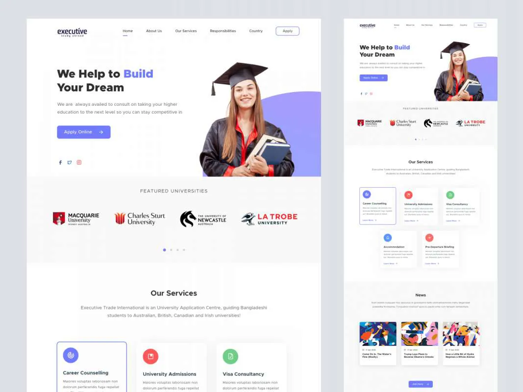 Executive Study - Free Landing Page  - Free Figma Template