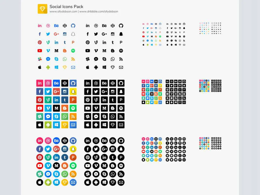 Extended Social Icon Pack  - Free Figma Template