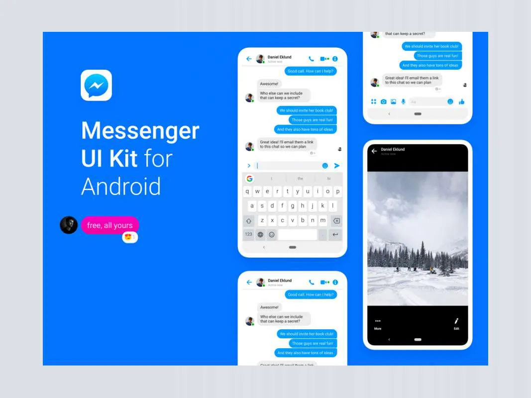 Facebook Messenger UI Kit for Android  - Free Figma Template